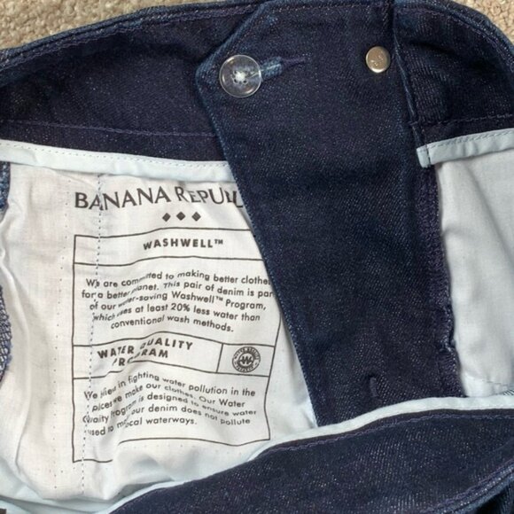 BANANA REPUBLIC Straight‎ Fit High Rise Dark Wash Raw Hem Stretch Jeans Reg 26/2 - Picture 6 of 8
